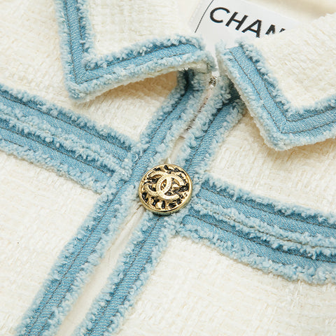 Chanel CHANEL Coco Totan Bicolor Tweed Jacket White X Blue EIT0829P12920