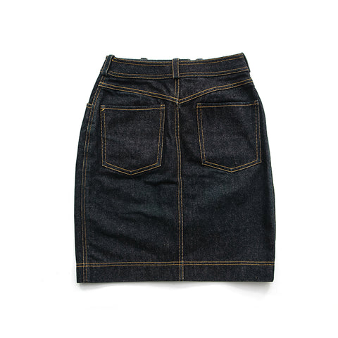 Chanel CHANEL Coco Mark Denim Skirt Navy P12922