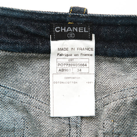 Chanel CHANEL Coco Mark Denim Skirt Navy P12922