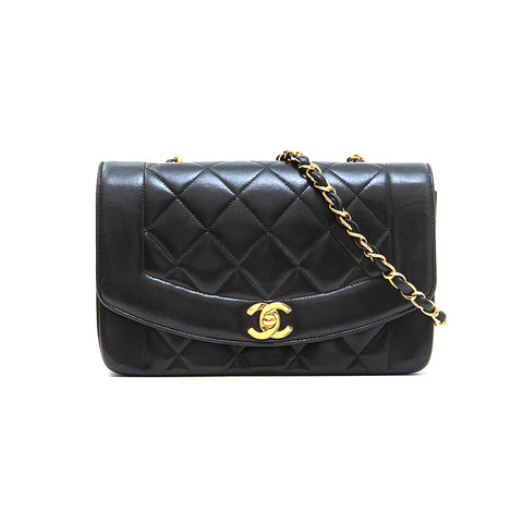 Chanel Diana襟翼链肩袋黑色P12936