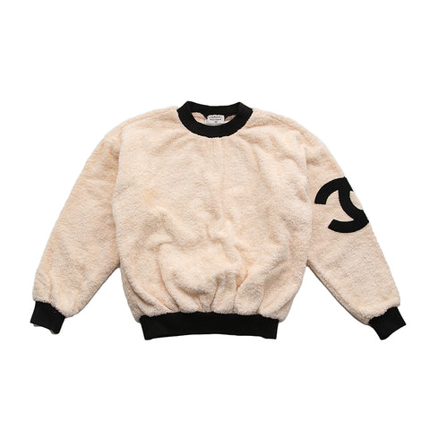 香奈儿双色可可马克桩顶毛衣米色X黑色P12942