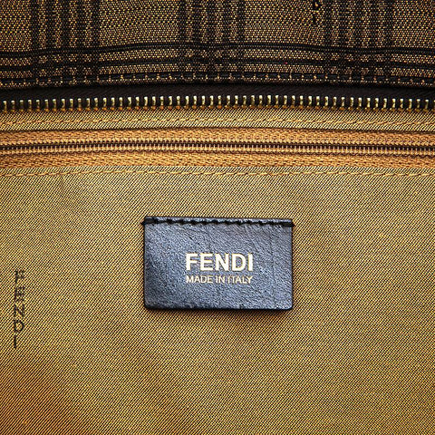 フェンディ FENDI チェック スタッズ  トートバッグ ブラウン P12991