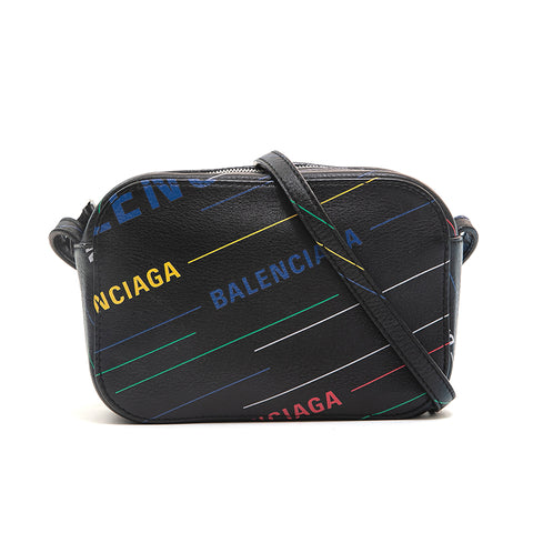 Balenciaga徽标相机包肩袋黑色P13009
