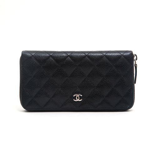 Chanel CHANEL Caviar Skin Matrasse Long Wallet Black P13013