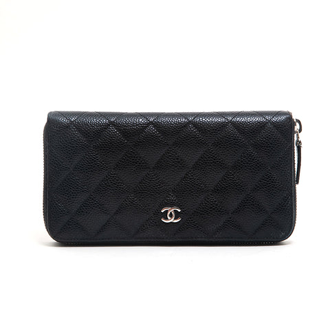 Chanel Caviar Skin Matelasse Long portefeuille noir P13013