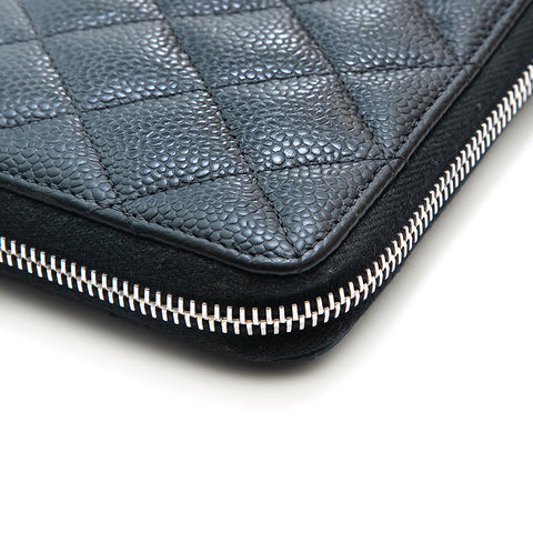 Chanel CHANEL Caviar Skin Matrasse Long Wallet Black P13013