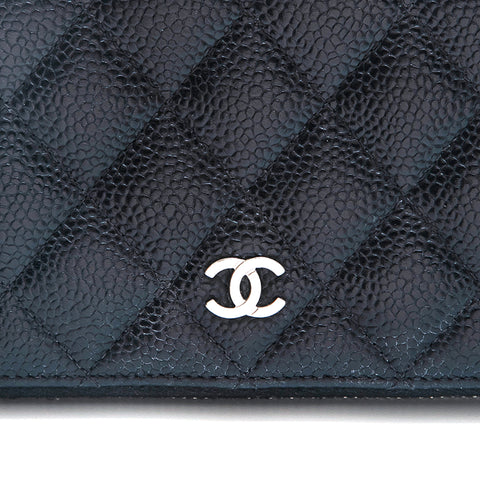 シャネル CHANEL キャビアスキン マトラッセ  長財布 ブラック P13013