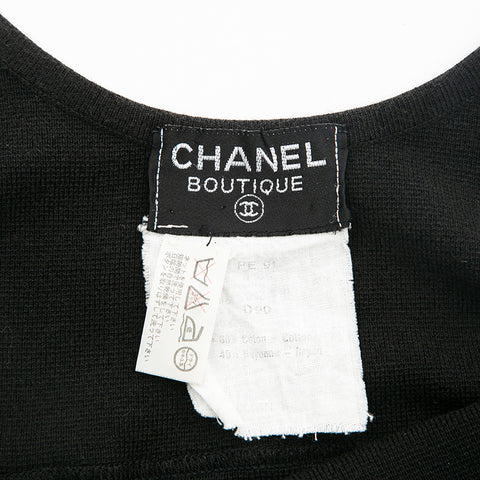 Chanel CHANEL Coco Button Sleeve Knit One Piece Black P13044