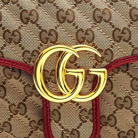 Gucci Gucci Offidia GG帆布连锁肩袋米色X红色P13081