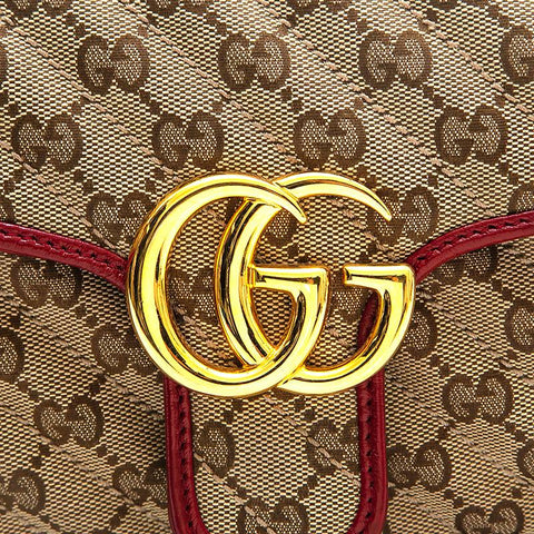 グッチ GUCCI オフィディア GGキャンバス チェーン ショルダーバッグ ベージュ×レッド P13081