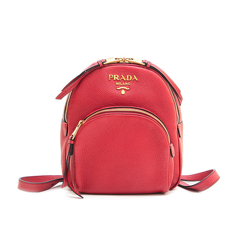 Prada PRADA logo leather 2way one shoulder backpack / daypack red P13094