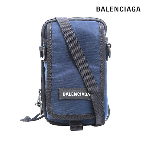 Balenciaga BALENCIAGA Nylon Pouch Shoulder Bag Navy P13114
