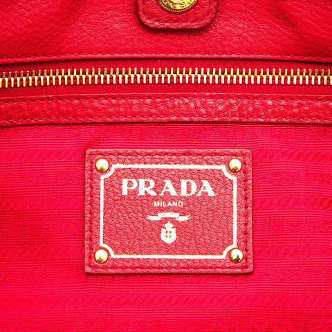 プラダ PRADA ロゴ レザー 2WAY ショルダー ハンドバッグ レッド P13119