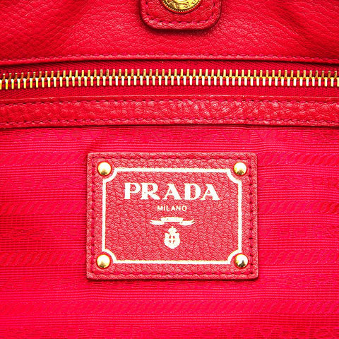 Prada Prada徽标皮革2way肩部手提包红色P13119