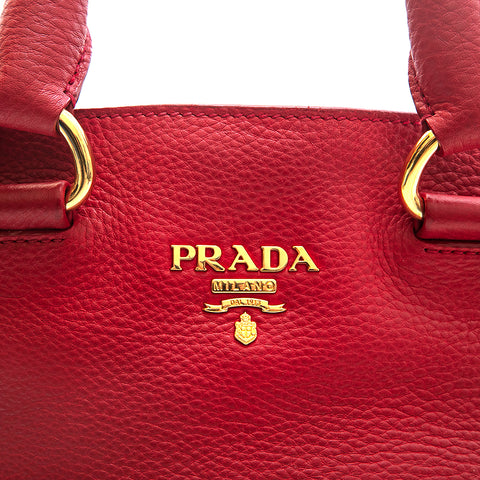 PRADA PRADA LOGO CUIR 2WAY SCHAG MAIN RED P13119