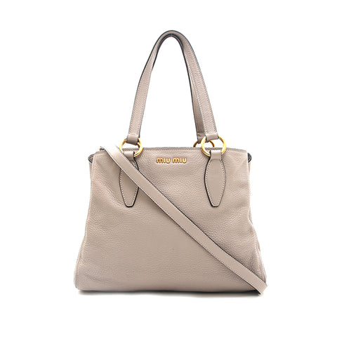 miu miu皮革2 WHY手袋米色P13121