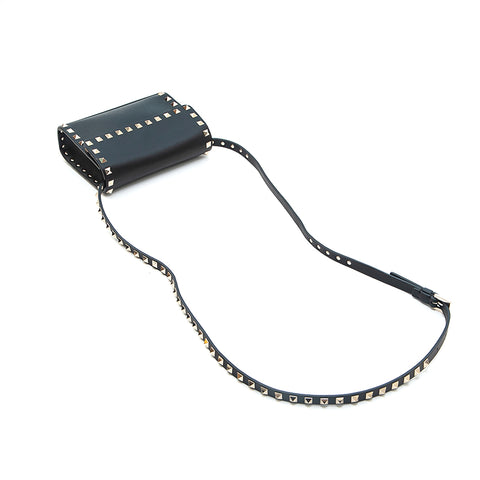 Valentino Valentino Rock Studs Leather Shoulder Bag Black P13142