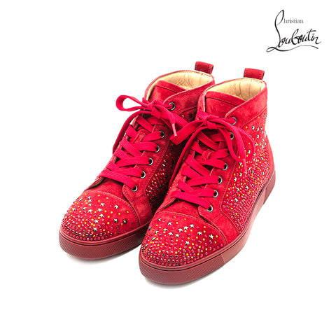 Christian Lubutan Christian Louboutin Wildleder Swarovski Studs Sneakers Red P13146