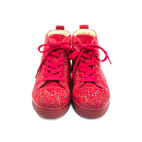 Christian Lubutan Christian Louboutin Wildleder Swarovski Studs Sneakers Red P13146