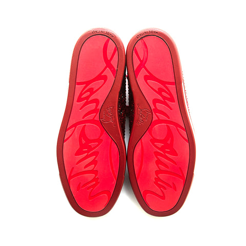 Christian Lubutan Christian Louboutin Suede Swarovski Sneakers Red P13146