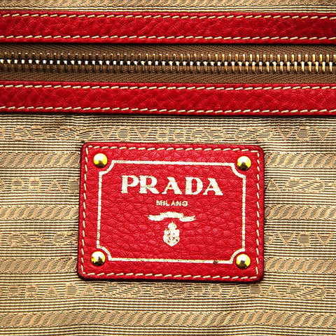 プラダ PRADA ロゴ レザー ワン ショルダーバッグ レッド P13149