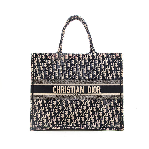 Christian Dior Christian Dior Obriek Canvas Book Tote Tasche Navy P13165