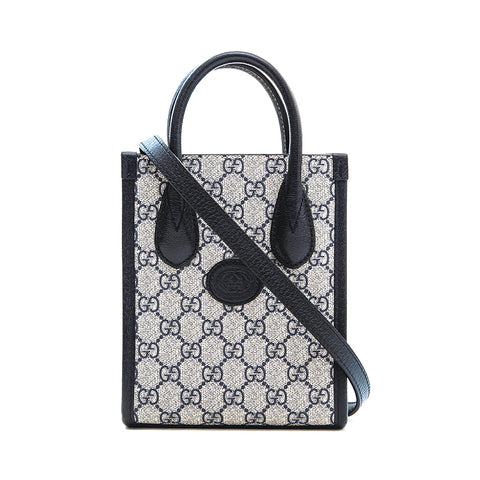 Gucci互锁G Mini GG Supreme肩膀袋海军P13170