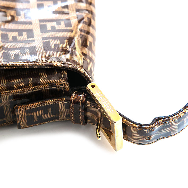 FENDI　ズッキーノ　マンマバケット　エナメル　ワンショルダー　美品 極美品 FENDI フェンディ ズッキーノ柄 マンマバケット ワンショルダー