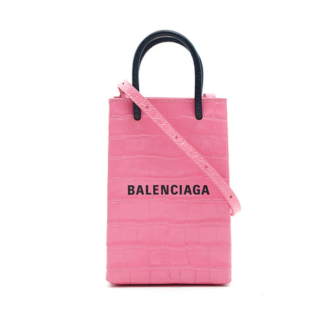Balenciaga Balenciaga Croco 2way迷你肩袋粉色P13244