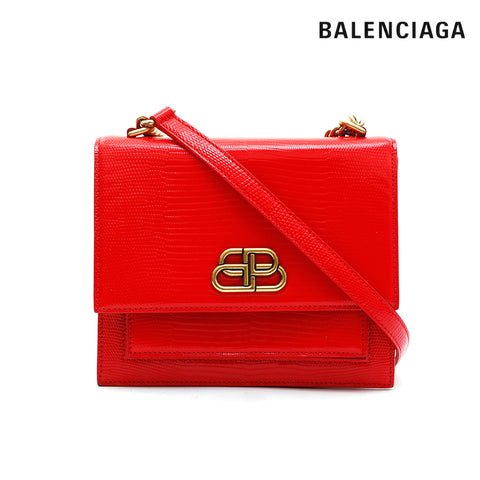 Balenciaga BALENCIAGA Exotic Leather Chain Shoulder Bag Red P13246