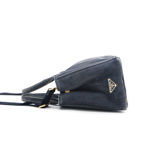 Prada PRADA Denim Kanapa 2way Handbag Black P13259 – NUIR VINTAGE