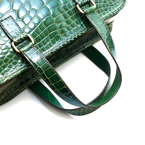 Prada Prada Croco Press Handtasche Grün P13262