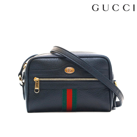 Gucci GUCCI Offidia Sherry Leather Shoulder Bag Black P13269