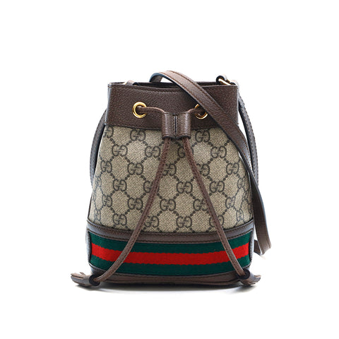 Gucci GUCCI GG Spring Sherry Line Mini Drawstring Shoulder Bag Brown P13279
