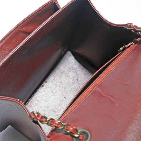 Chanel CHANEL Lambskin Chain Handbag Wine Red P13286
