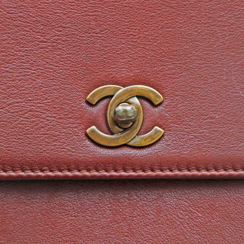 Chanel CHANEL Lambskin Chain Handbag Wine Red P13286