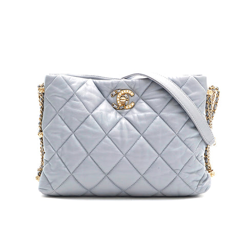 Chanel CHANEL Matrasse Hobo Jewelry Chain Shoulder Bag Purple Gray P13293