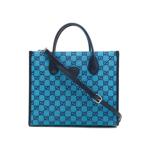 Gucci GUCCI GG Small Canvas 2WAY Handbag Blue P13295