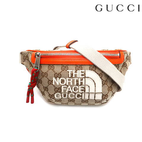 Gucci GUCCI X North Face GG Canvas Body Bag Beige x Orange P13297