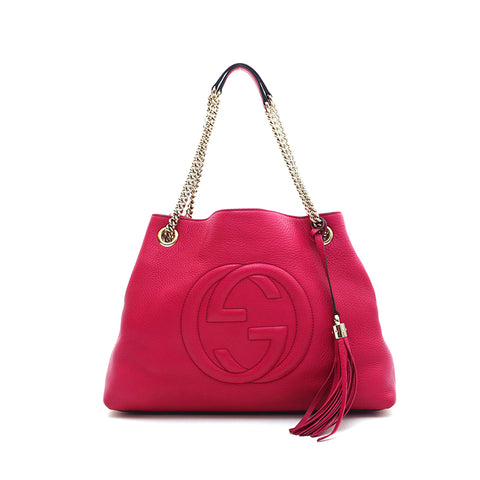 Gucci GUCCI Leather Disco Chain Shoulder Bag Pink P13309