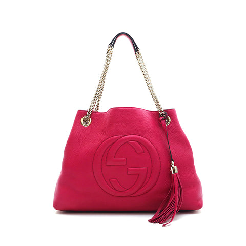 グッチ GUCCI レザー ディスコ チェーン ショルダーバッグ ピンク P13309