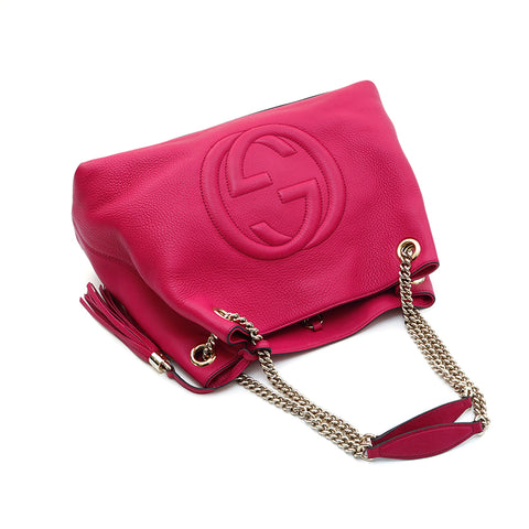 Gucci Gucci Leder Disco -Ketten -Umhängetasche Pink P13309