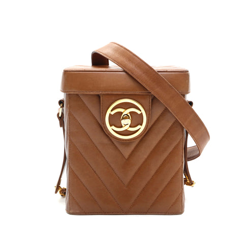 Chanel CHANEL Chevron Circle Coco Vanity Shoulder Bag Brown P13316