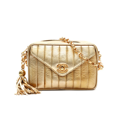 Chanel CHANEL Mademoisel Fringe Biju Chain Shoulder Bag Gold P13332