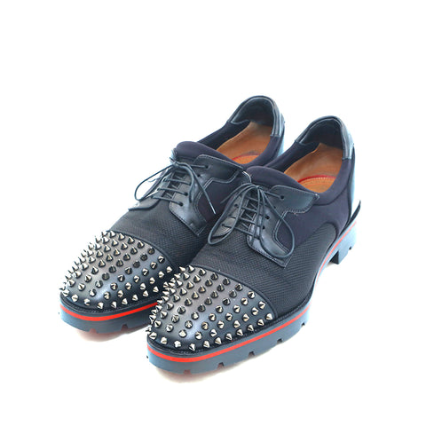 Christian Louboutin网状皮革钉钉钉运动鞋黑色P13353