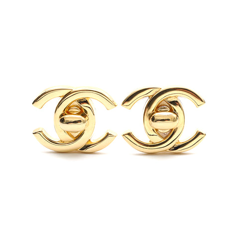 Chanel CHANEL Cocomark Turn Lock Earring Gold P13369