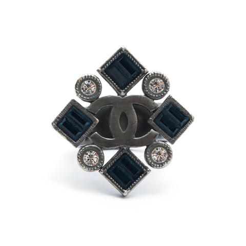 Chanel Chanel Coco Mark Rinstone Ring / Ring Silber P13372