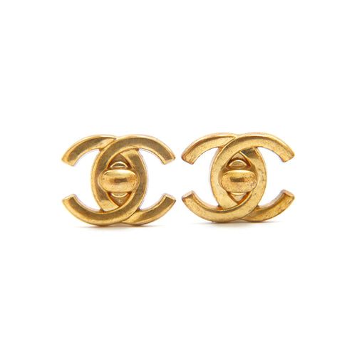 Chanel Chanel Cocomark Turn Lock Ohrring Gold P13390