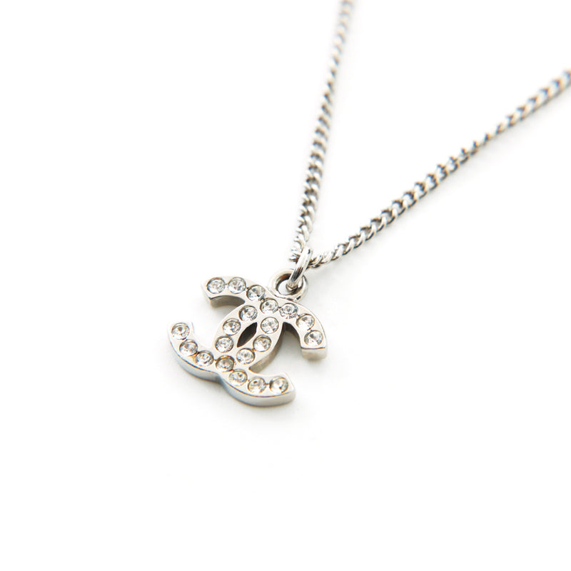 Chanel CHANEL Coco Mark Rine Stone Necklace Silver P13407 – NUIR VINTAGE