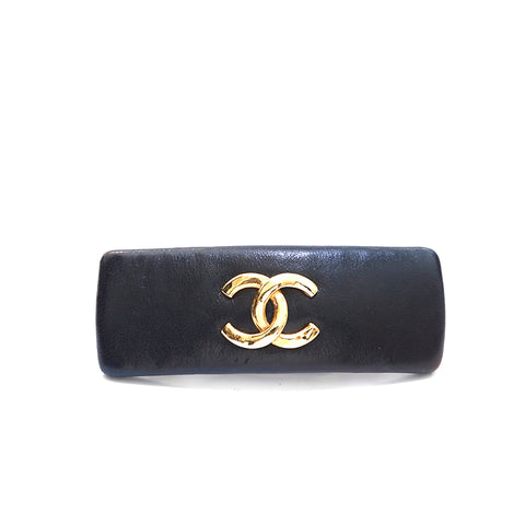Chanel Chanel Coco Mark Leather Valletta Hair Accessory Black P13410